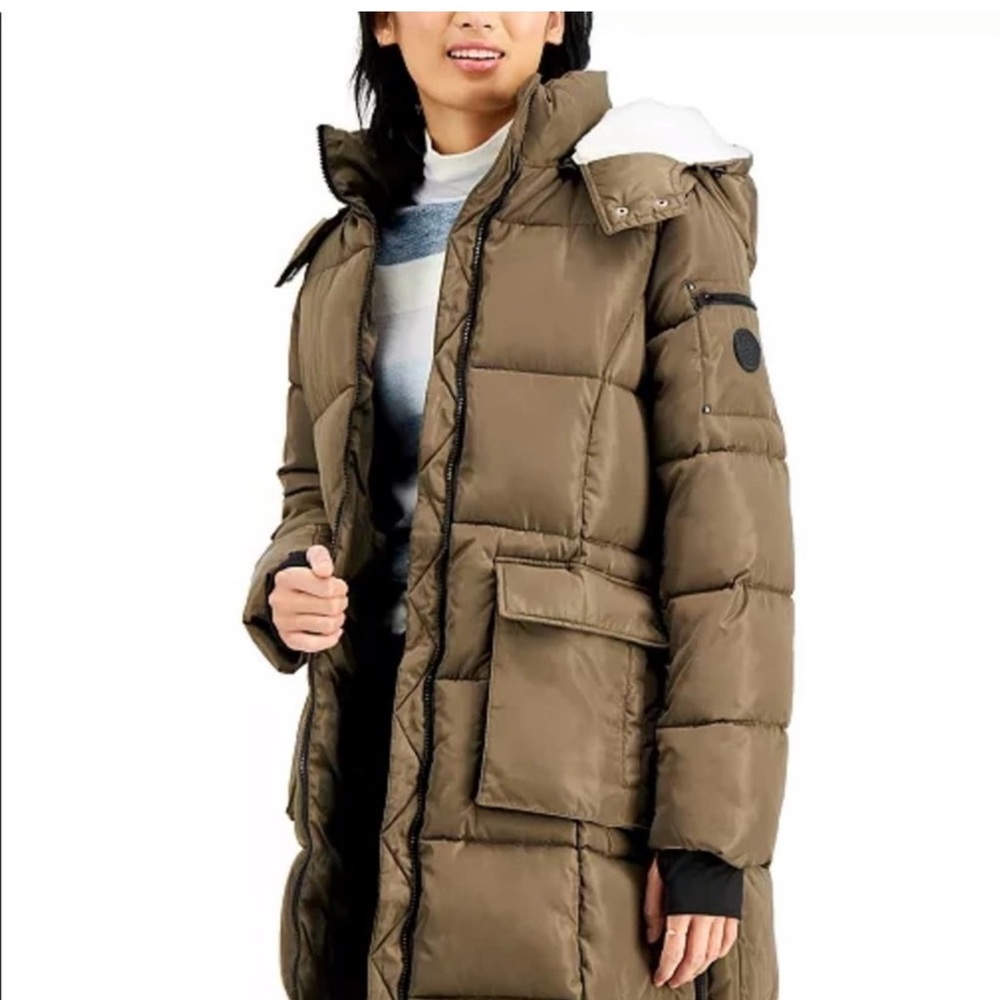 Madden Girl Fleece-Lined Hooded P Olive Green Jacket Size Xl